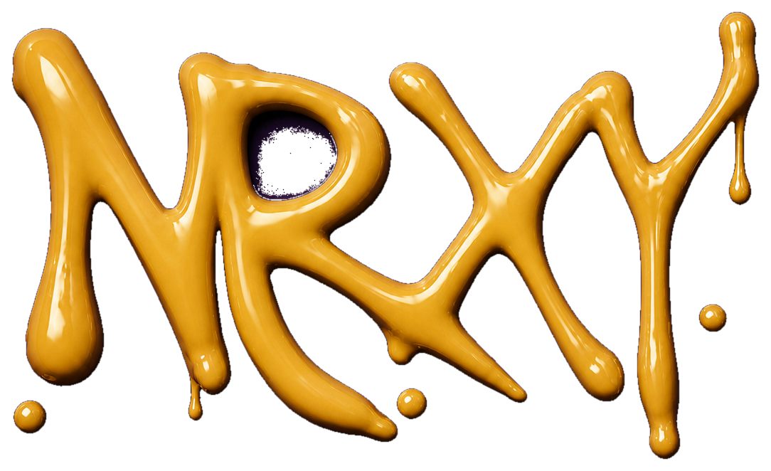 NRXY — the logo, molten gold pour