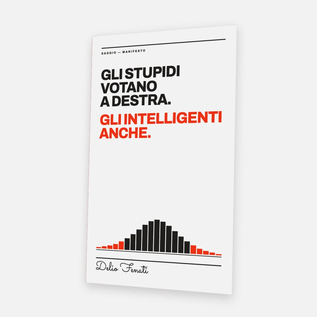Mockup of the book Gli stupidi votano a destra. Gli intelligenti anche.
